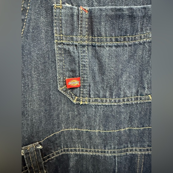 Women’s Dickies Denim Dark Wash Bib Overalls Size Small Workwear Outdoor Casual - Picture 3 of 8